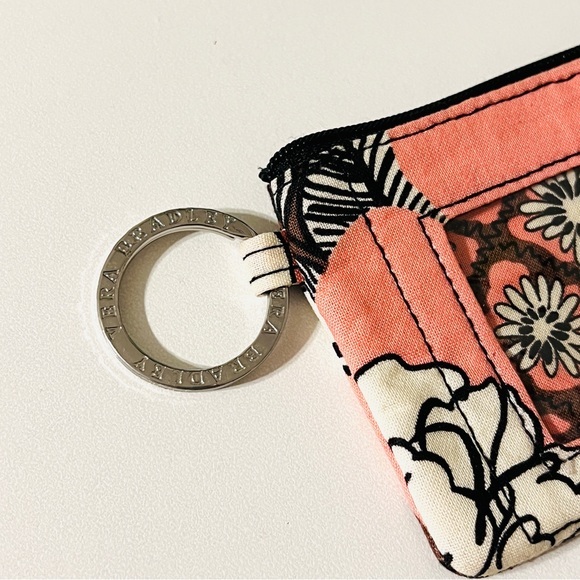 VERA BRADLEY Coin Purse Zip ID Case Pink Red Brown Floral - Picture 2 of 7